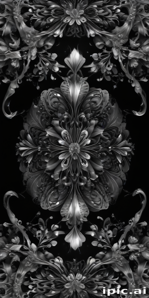 Intricate Black and White Floral Patterns with Elegant Symmetry and Depth