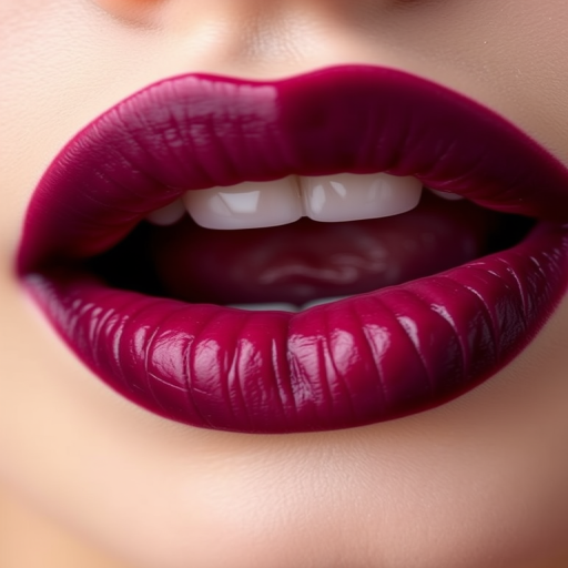 Luscious berry-stained lips with a rich, deep purple center fading to a softer mauve at the edges, giving a natural and effortless bitten look