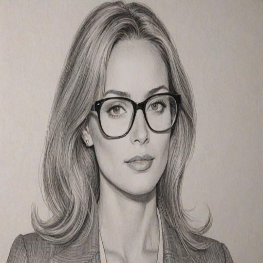 Fascinating Justin Hartley, pencil sketch, portrait of Dazzling woman 1973s in glasses, hair style beatnik, outline, clear lines, fine lines, 8k