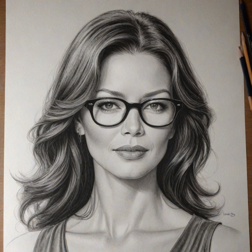 Gorgeous Catherine Zeta-Jones, pencil sketch, portrait of Sublime woman 1926s in glasses, hair style beatnik, outline, clear lines, fine lines, 8k