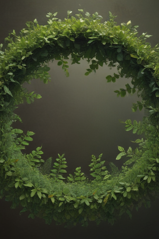 A Lush Green Wreath of Vibrant Leaves and Nature's Beauty