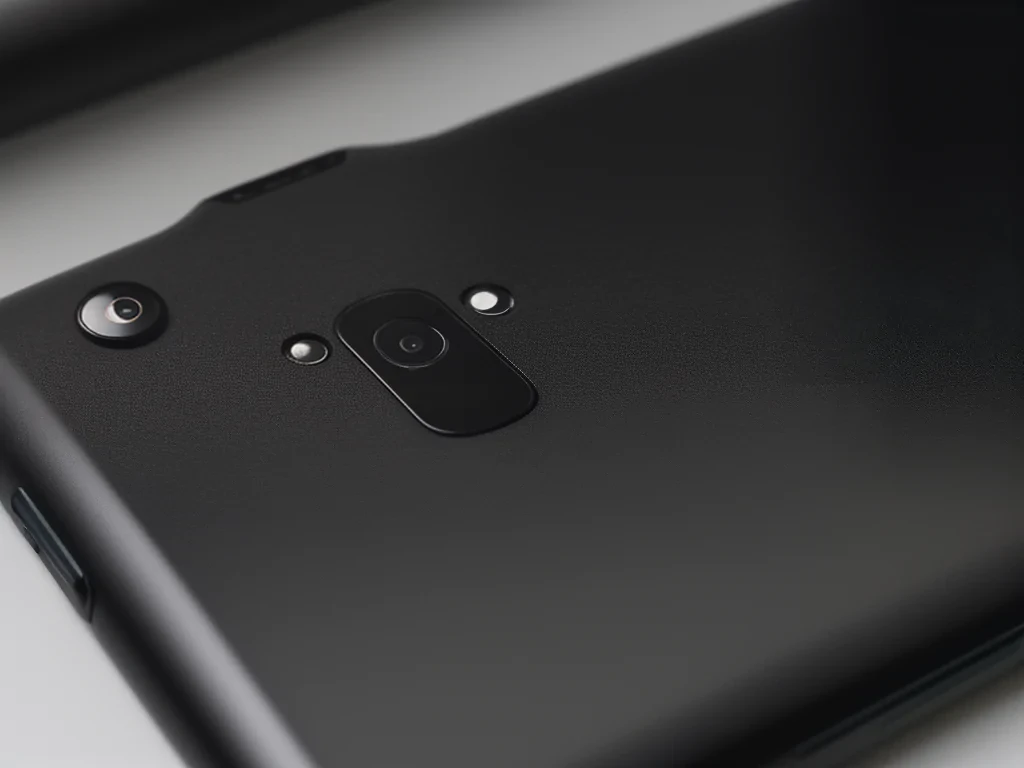 Back Mobile Pic Close-Up of a Stylish Smartphone Back with Camera and Texture Details