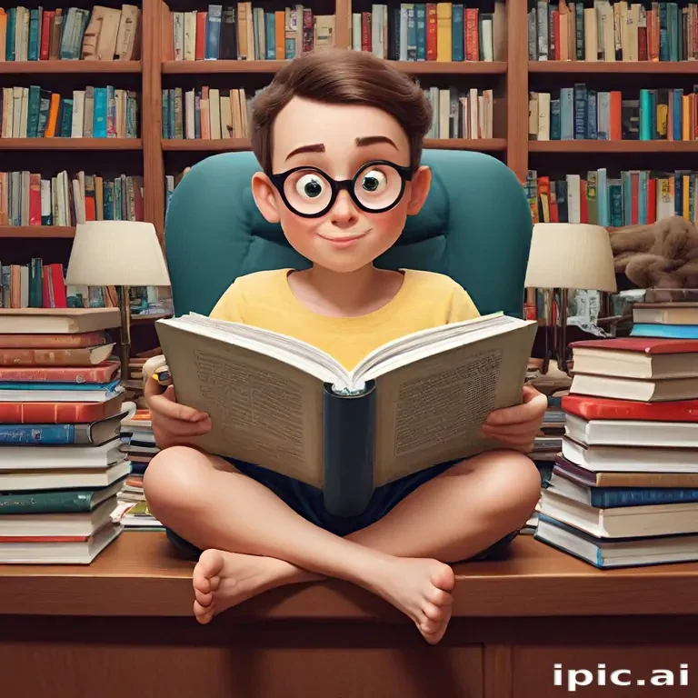 cartoon of reading