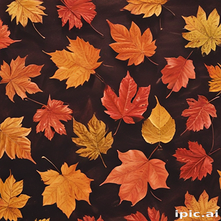 Autumn Leaves Spread Across a Dark Background in Vibrant Colors