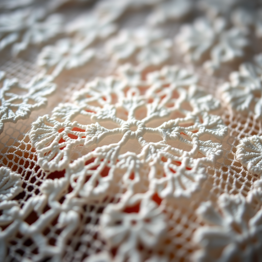 intricate lace pattern in high resolution, soft natural lighting, macro view, DSLR camera, aperture f/2.8, shutter speed 1/125s, ISO 100, focus on textile details