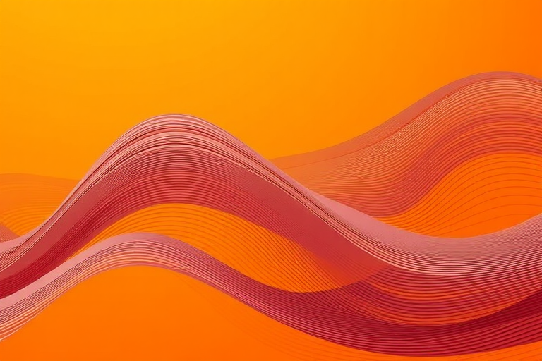 Create an abstract image of wavy lines on a warm orange background, using a DSLR camera with a 50mm lens, aperture f/1.8, ISO 200, and a soft-focus style to enhance texture and depth.