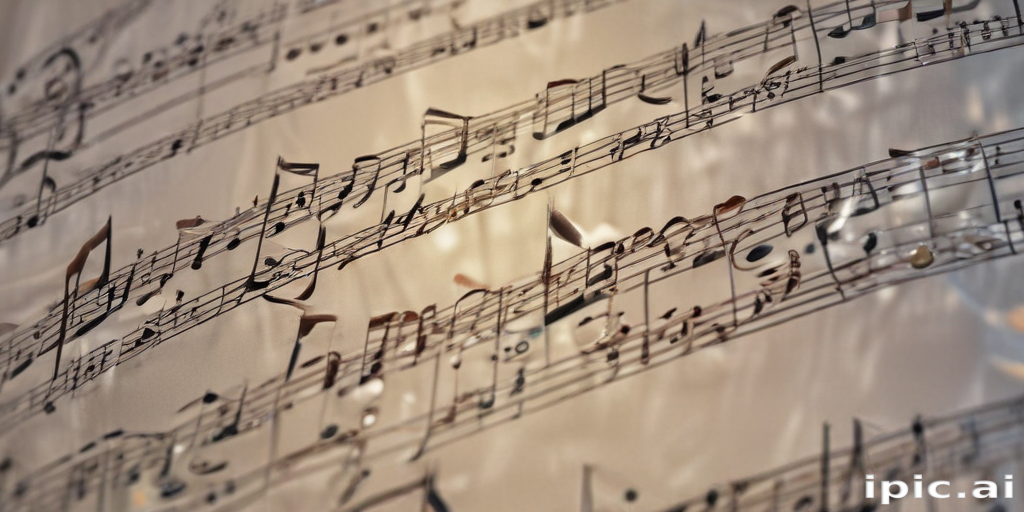 Intricate Patterns of Musical Notes Dancing Across a Soft Paper Background
