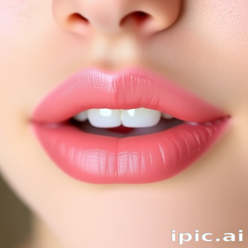 Soft pink ombré lips fading into peach, titled "Blooming Peony," feature a velvety texture and delicate pearl shimmer, perfect for romantic spring weddings and garden parties