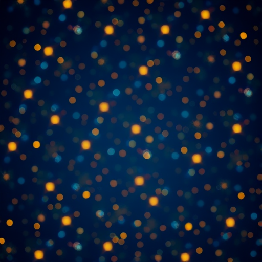 Generate a vibrant and detailed image of a scattered pattern of stars in shades of blue and gold, using a DSLR camera with a 50mm lens, aperture set to f/1.8, ISO 100, at a shallow depth of field and a high-resolution setting for enhanced clarity.