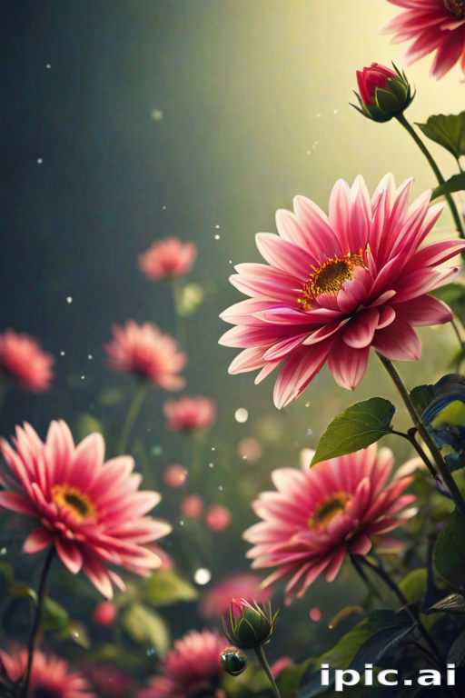 Vibrant Pink Flowers Blooming Under Soft Sunlight in a Serene Garden