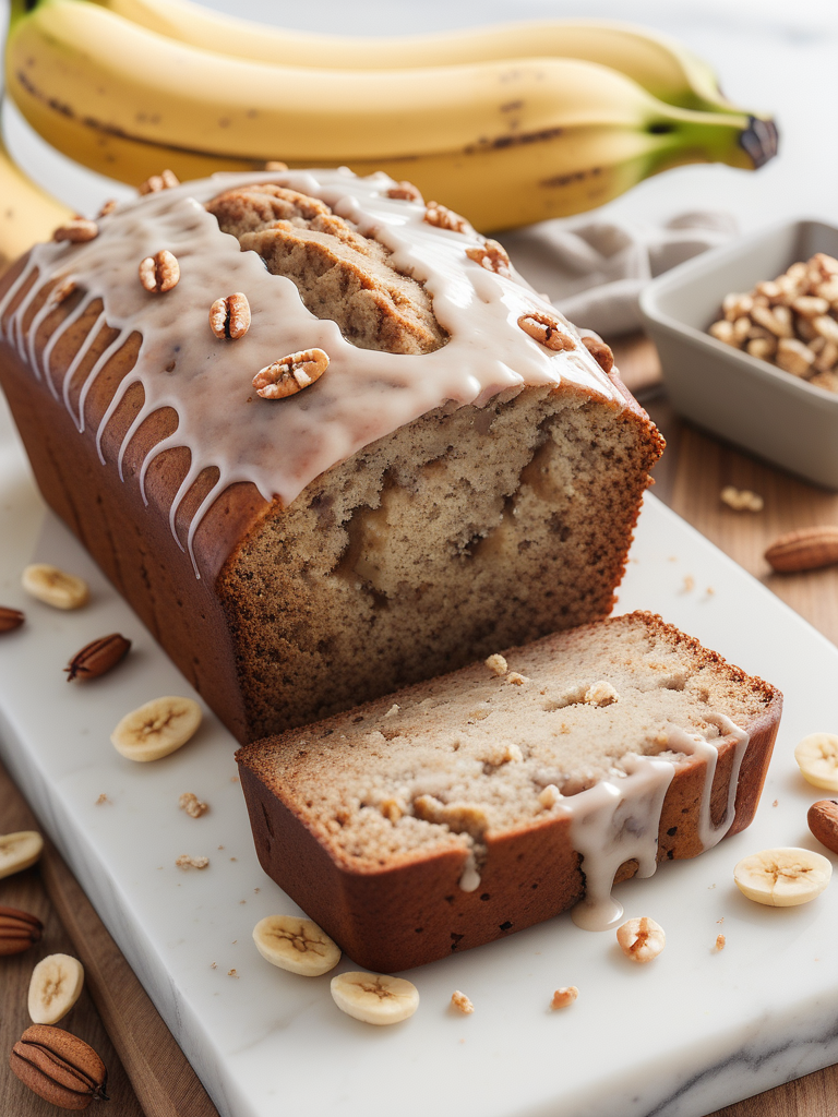 banana nut bread with glaze