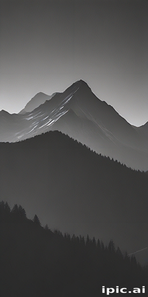 Majestic Mountain Range Silhouetted Against a Soft Monochrome Sky