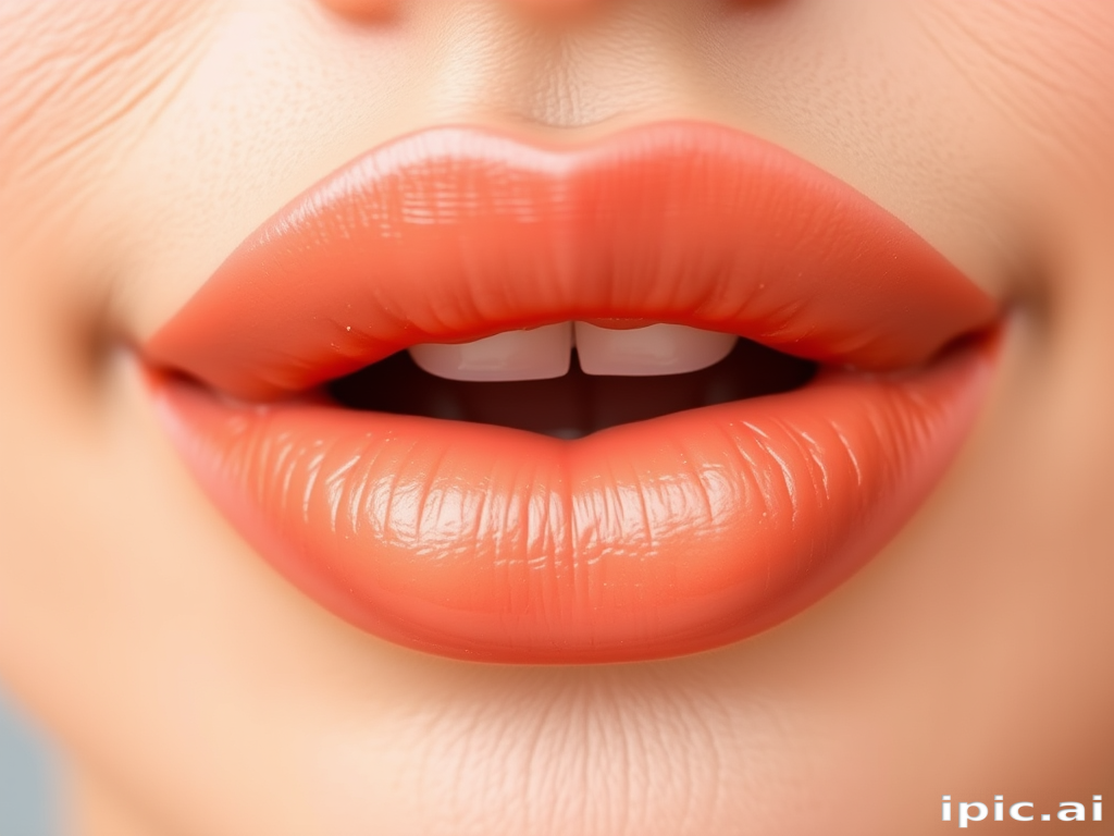 Whimsical ombre lips transitioning from soft peach to warm honey, gradient effect creating depth and dimension, effortlessly chic and modern