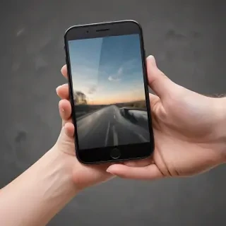 hand holding phone png