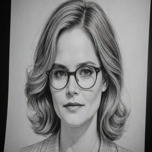 Gorgeous Jennifer Jason Leigh, pencil sketch, portrait of Sublime woman 1949s in glasses, hair style beatnik, outline, clear lines, fine lines, 8k