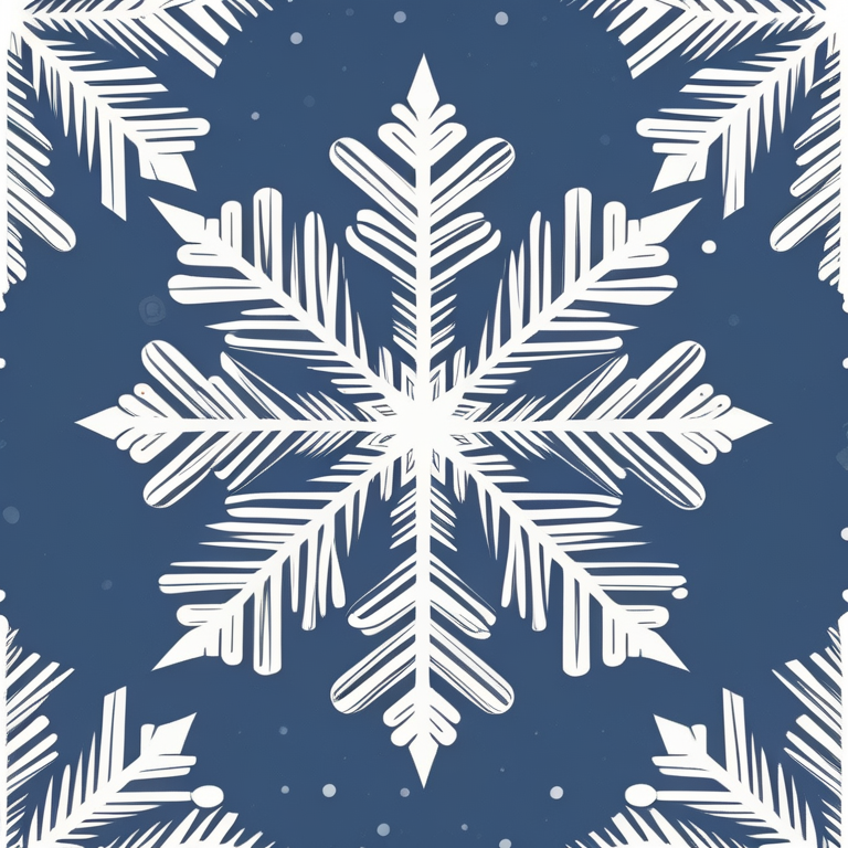 Intricate White Snowflake Pattern Against a Deep Blue Winter Background