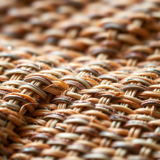 create an intricate close-up of a woven fabric texture, soft natural lighting, aperture f/8, shutter speed 1/60s, ISO 100, using a DSLR camera with a macro lens, focused on the detailed patterns and colors of the weave