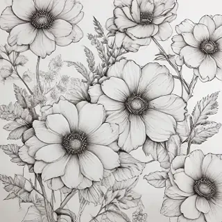 aesthetic flowers drawing