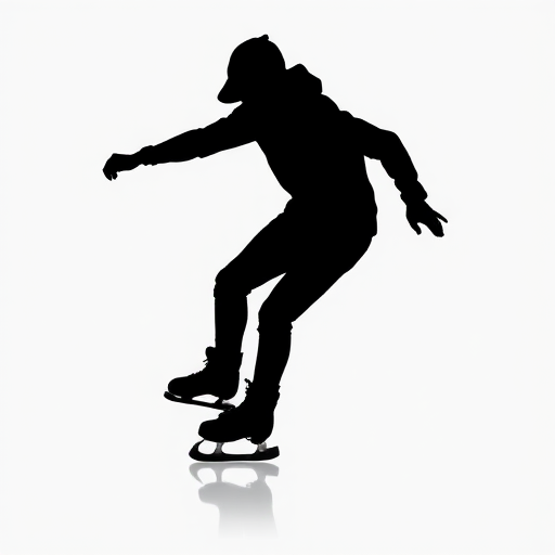 A dynamic silhouette of a person skating, captured in sharp focus, with a wide-angle lens at f/8 aperture, ISO 100, shutter speed 1/500s, using a DSLR camera on a clean white background.