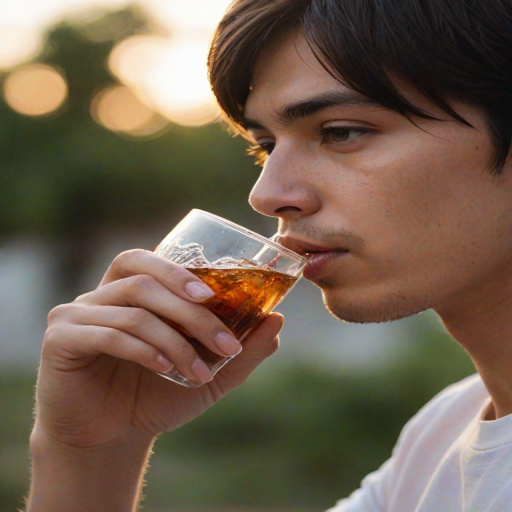 detailed edges, detailed image, perfection style, A detailed and A perfect photo of a side view of a person drinking a glass of soda outdoors, hand focus, cinematic hand, best hand, better hand, awesome hand, different hand, 1girl, solo, shirt, black hair, holding, white shirt, upper body, blurry, cup, depth of field, blurry background, holding cup, close-up, lens flare, drinking glass, realistic, drink, drinking, bokeh, perfection, different color, perfect color, realistic, realism, detailed background, perfect background, different background, alcohol, perfect style, perfection style, detailed style, short hair, male focus, from side, fingernails, head out of frame