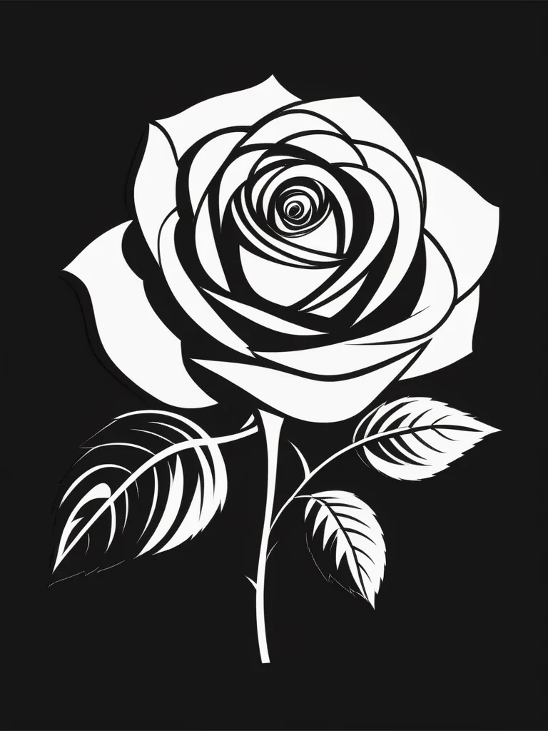 black and white rose clip art