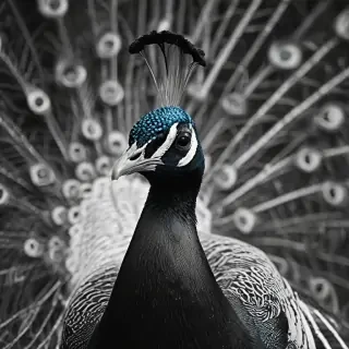 peacock black and white