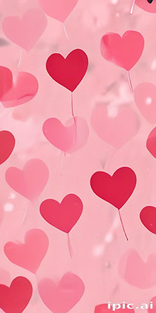 Colorful Hearts Floating Against a Soft Pink Background for Valentine's Day