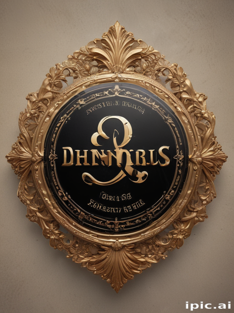 Elegant Vintage Signage Featuring Ornate Frame and Decorative ...