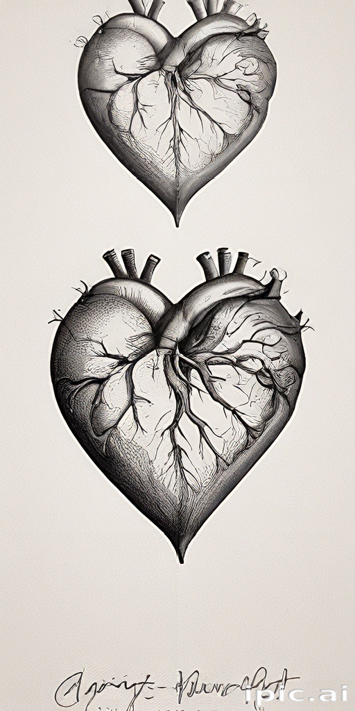 Intricate Artistic Representation of Two Anatomical Hearts with ...