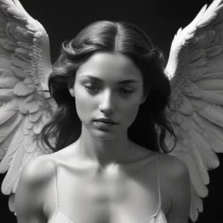 black and white angel drawings