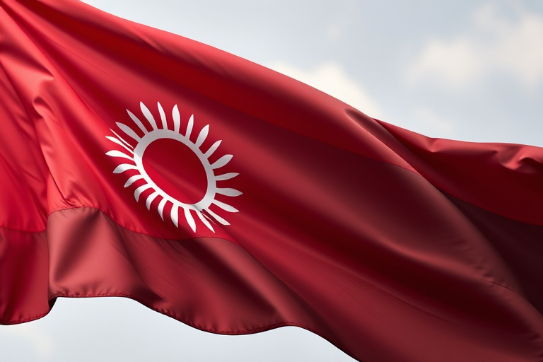Capture a high-resolution image of a Tajikistan flag waving gently in the breeze, using a DSLR camera with a 50mm lens, aperture set to f/8, shutter speed 1/125s, ISO 100, taken from a slight low angle to emphasize the texture and colors of the fabric.