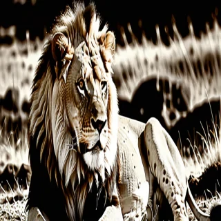 lion black and white