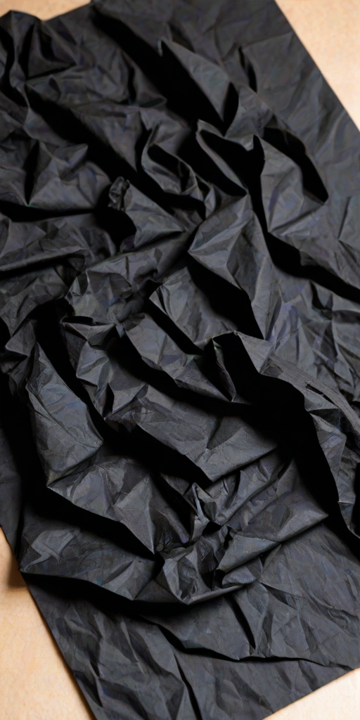 crinkled black paper