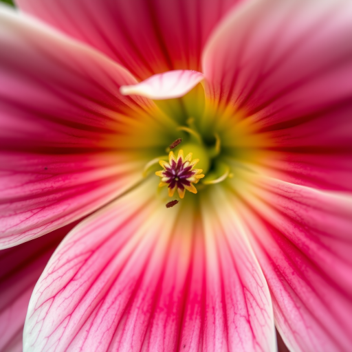 Create a detailed illustration of a flower with intricate petals and a vibrant center, using a DSLR camera with a macro lens, f/2.8 aperture, ISO 100, and a shallow depth of field, captured from a close-up angle for enhanced image quality.
