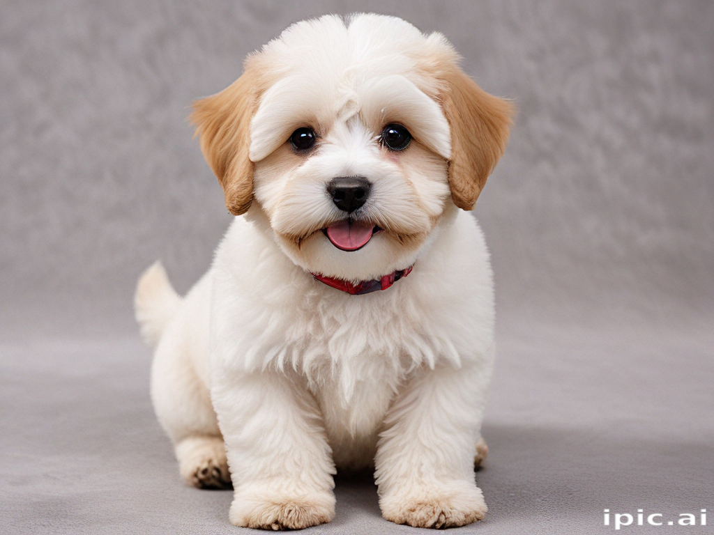 Adorable Fluffy Puppy Sitting Happily with a Bright Playful Expression.