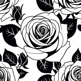 rose clipart black and white