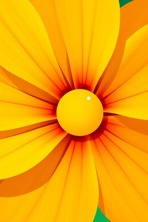 Create a vibrant illustration of a flower with five petals, featuring a gradient from yellow to orange, centered around a bright yellow circle, captured in high resolution with a 35mm lens, f/2.8 aperture, ISO 100, in natural light, with a focus on sharp detail and vibrant colors.