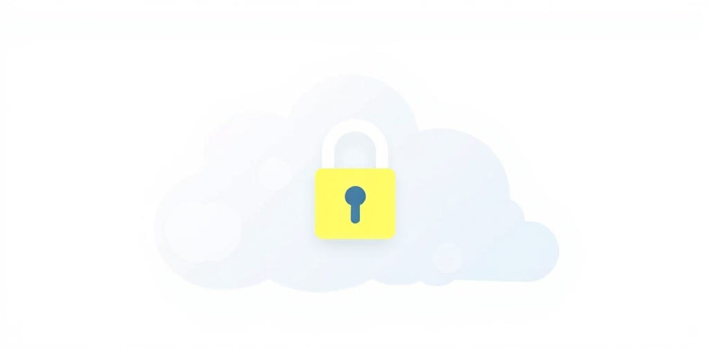 Create a digital illustration of a cloud with a padlock symbol overlay, using a clean and minimalistic style, with a resolution of 300 DPI, taken with a wide-angle lens at f/8 for sharp focus, in bright studio lighting, using a digital camera.