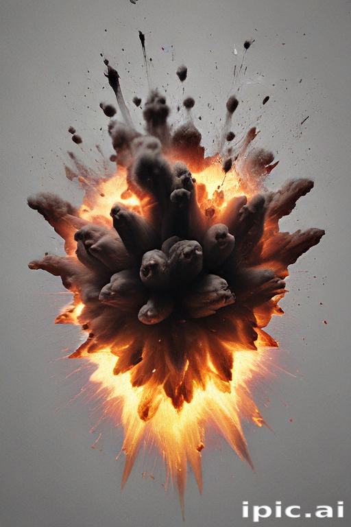 Explosive Burst of Colorful Smoke and Debris Erupting from a Central Point