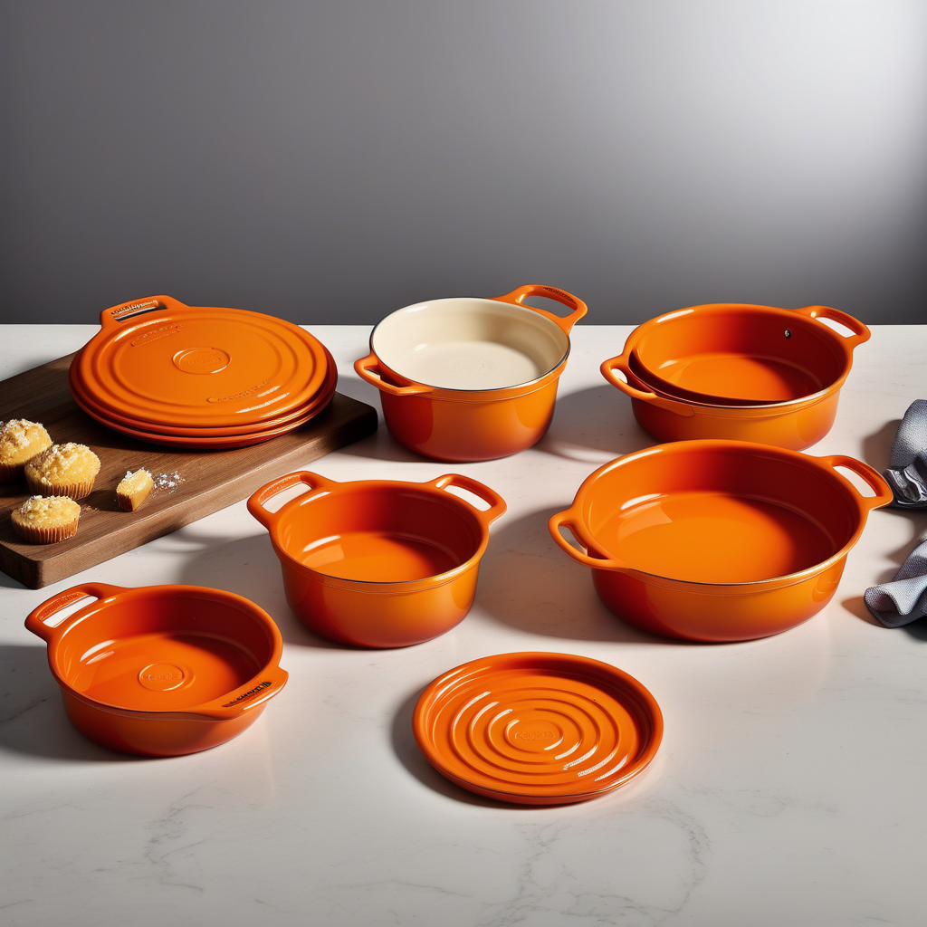 le creuset set 4 cake pans tradition 11 orange