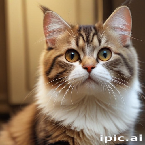 A Beautiful Fluffy Cat with Striking Eyes and Unique Fur Patterns.