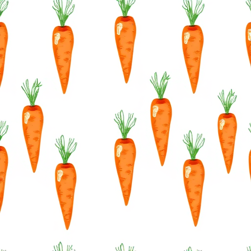 create a repeating pattern featuring hand-drawn carrots with green tops on a white background