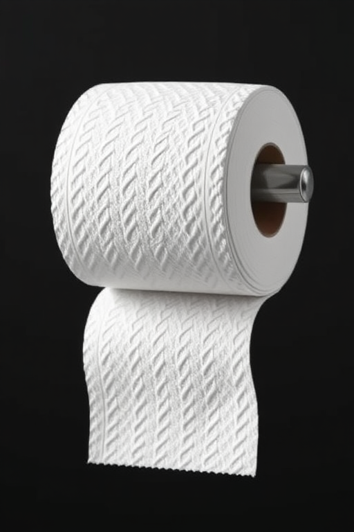 Create a high-resolution vector illustration of a toilet paper roll on a holder, focusing on details such as texture and shadows, using a 50mm lens at f/8, ISO 100, and 1/125s shutter speed, in a studio setup with softbox lighting to enhance clarity and contrast.
