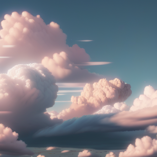 Serene Sky Filled with Soft Pink and White Fluffy Clouds at Dusk