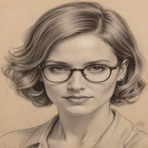 Magnificent Amy Jo Johnson, pencil sketch, portrait of Beauteous woman 1931s in glasses, hair style beatnik, outline, clear lines, fine lines, 8k