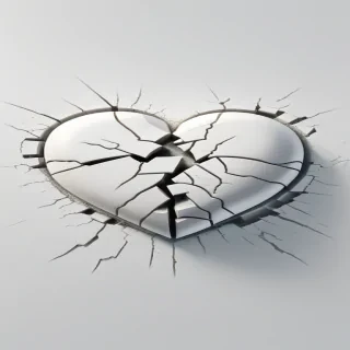white broken heart