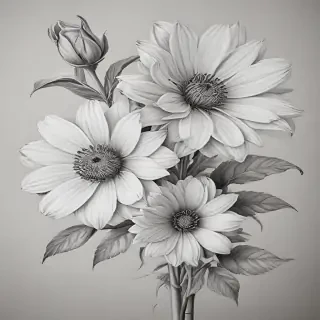 pencil drawn flowers