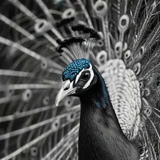 peacock black and white