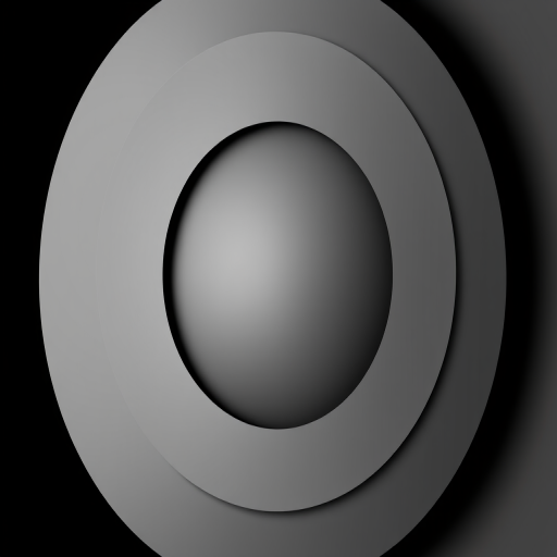 Create a high-contrast abstract image of concentric circular patterns with a smooth gradient transition from dark to light gray, captured using a DSLR camera with a 50mm lens, aperture f/2.8, ISO 100, and a slightly angled top-down view for depth.