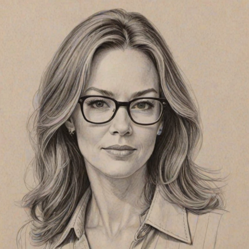 Beauteous Diane Lane, pencil sketch, portrait of Sublime woman 1971s in glasses, hair style beatnik, outline, clear lines, fine lines, 8k